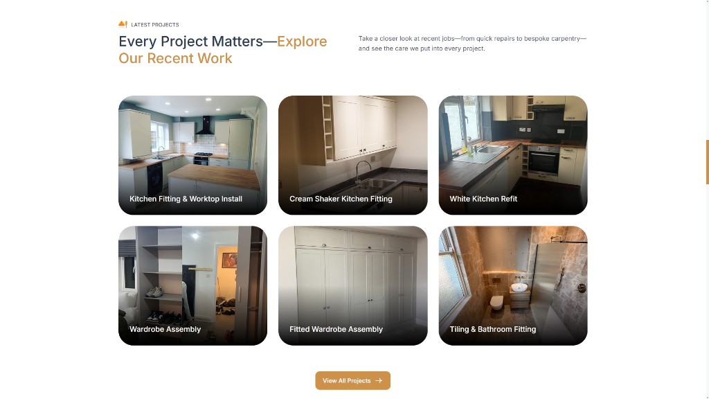 GrainGuys latest projects gallery showing kitchen and fitting work