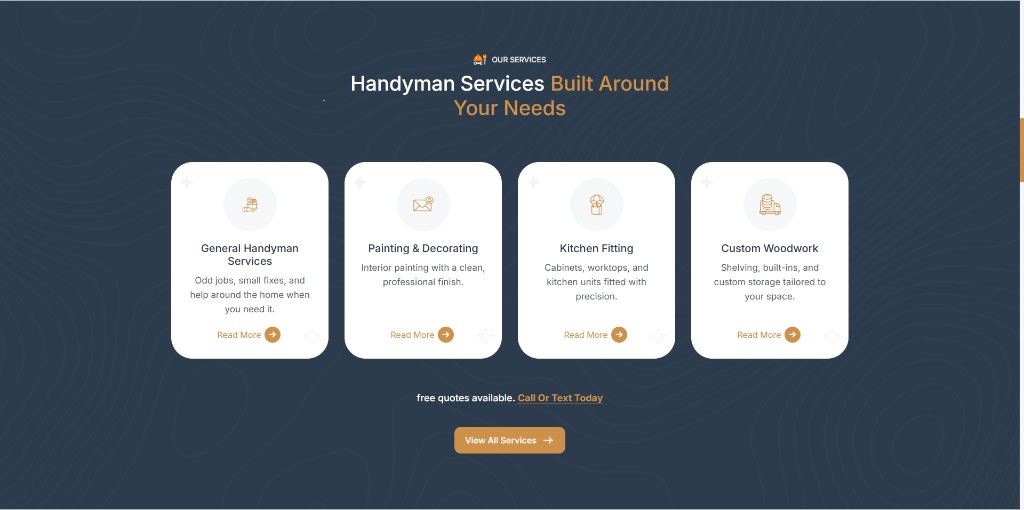 GrainGuys services section with handyman service cards